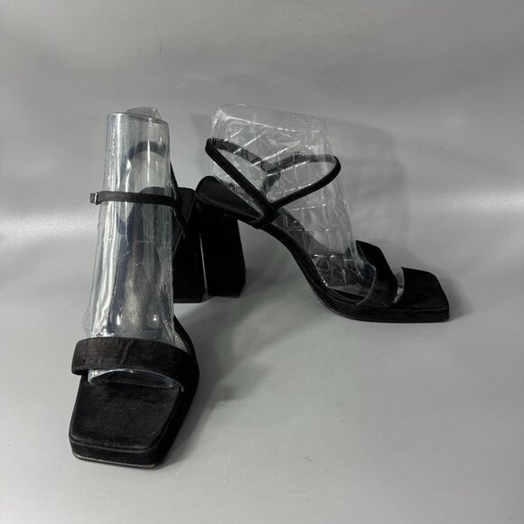 Freelance Black Leather Strappy Ankle Strap with Blocked-heel Sandals, Size 39 - Picture 1 of 13